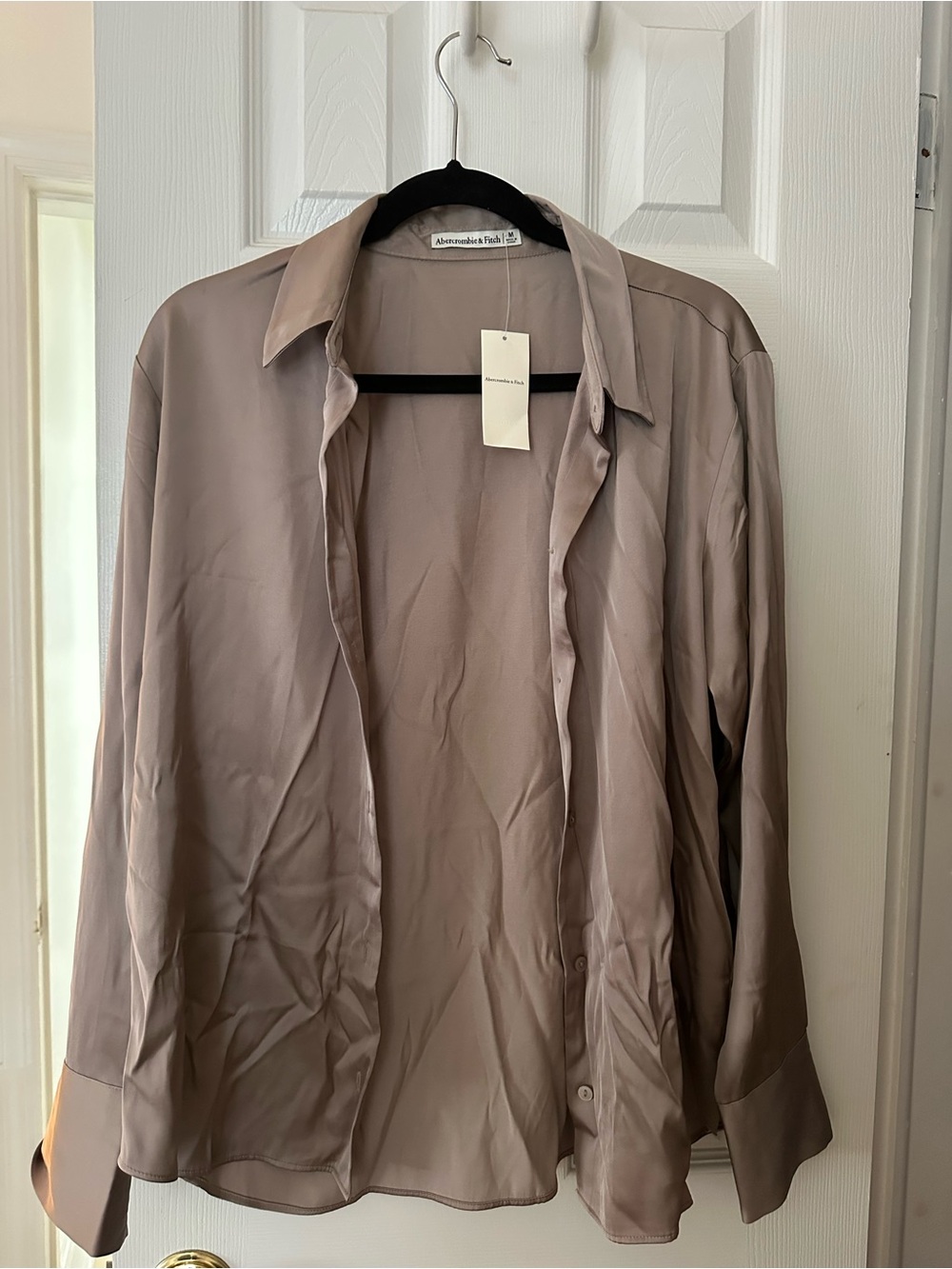 Abercrombie & Fitch Taupe Button-Front Shirt Jacket